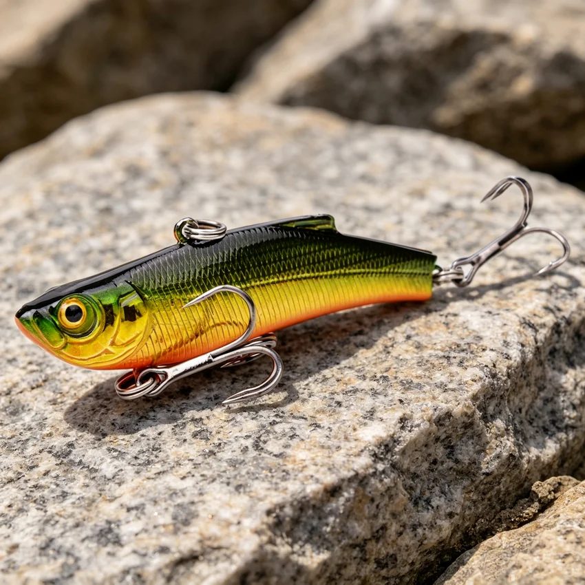 1 PCS 7 CM / 17.8g Winter Hard Sea Fishing Lure VIB 3D Bait Eyes The Swivel Diving Jig Wing Wobbler Pesca Crank Lures Swimbait
