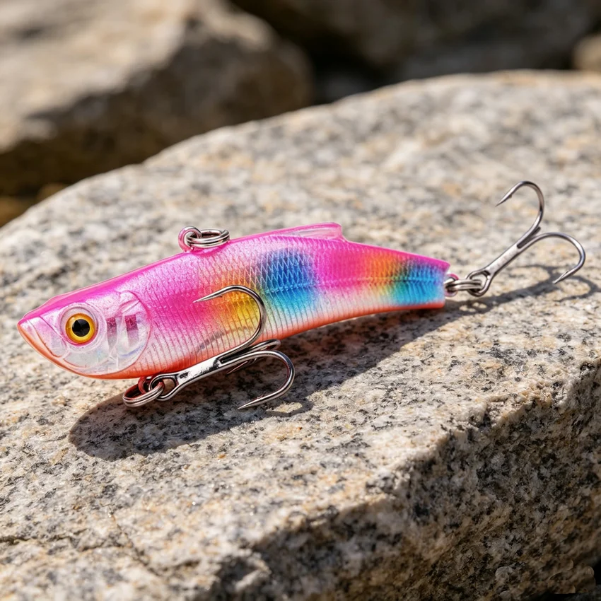 1 PCS 7 CM / 17.8g Winter Hard Sea Fishing Lure VIB 3D Bait Eyes The Swivel Diving Jig Wing Wobbler Pesca Crank Lures Swimbait