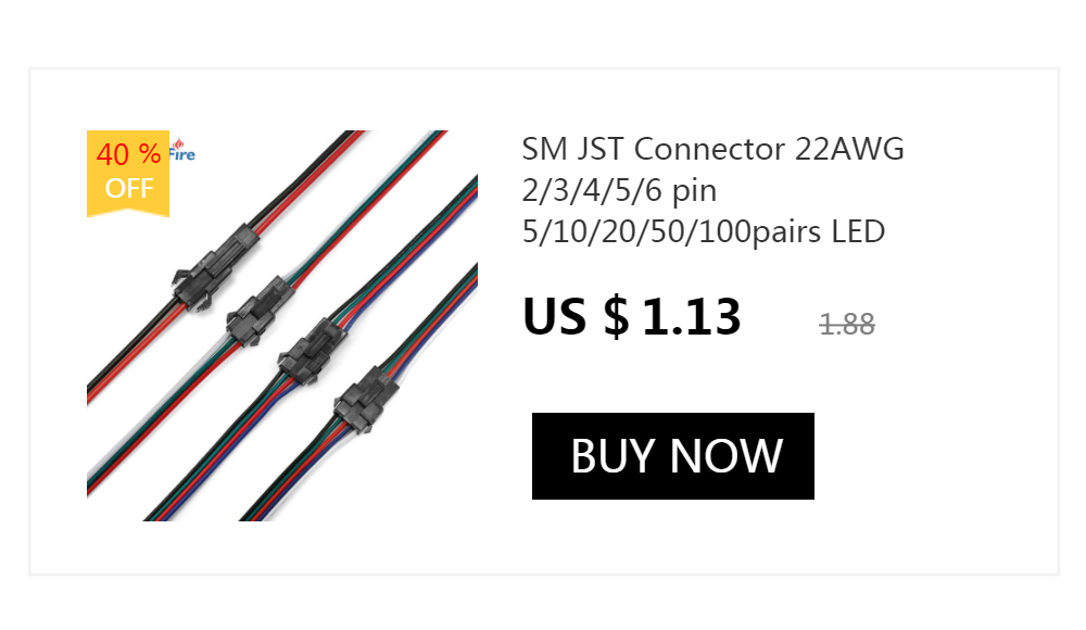 SM RGB LED Strip Connector 22 20AWG 2 3 4 5 6pin 5 10 50 100pair Male Female Wire JST Connector For 3528 5050 RGB RGBW LED Strip