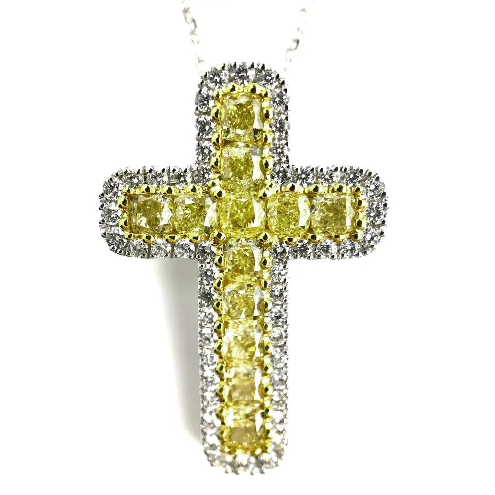 Huitan Simple Stylish Cross Shape Women Pendant Necklace Colorful Birthday Gift Shiny CZ Female Fashion Accessories Jewelry