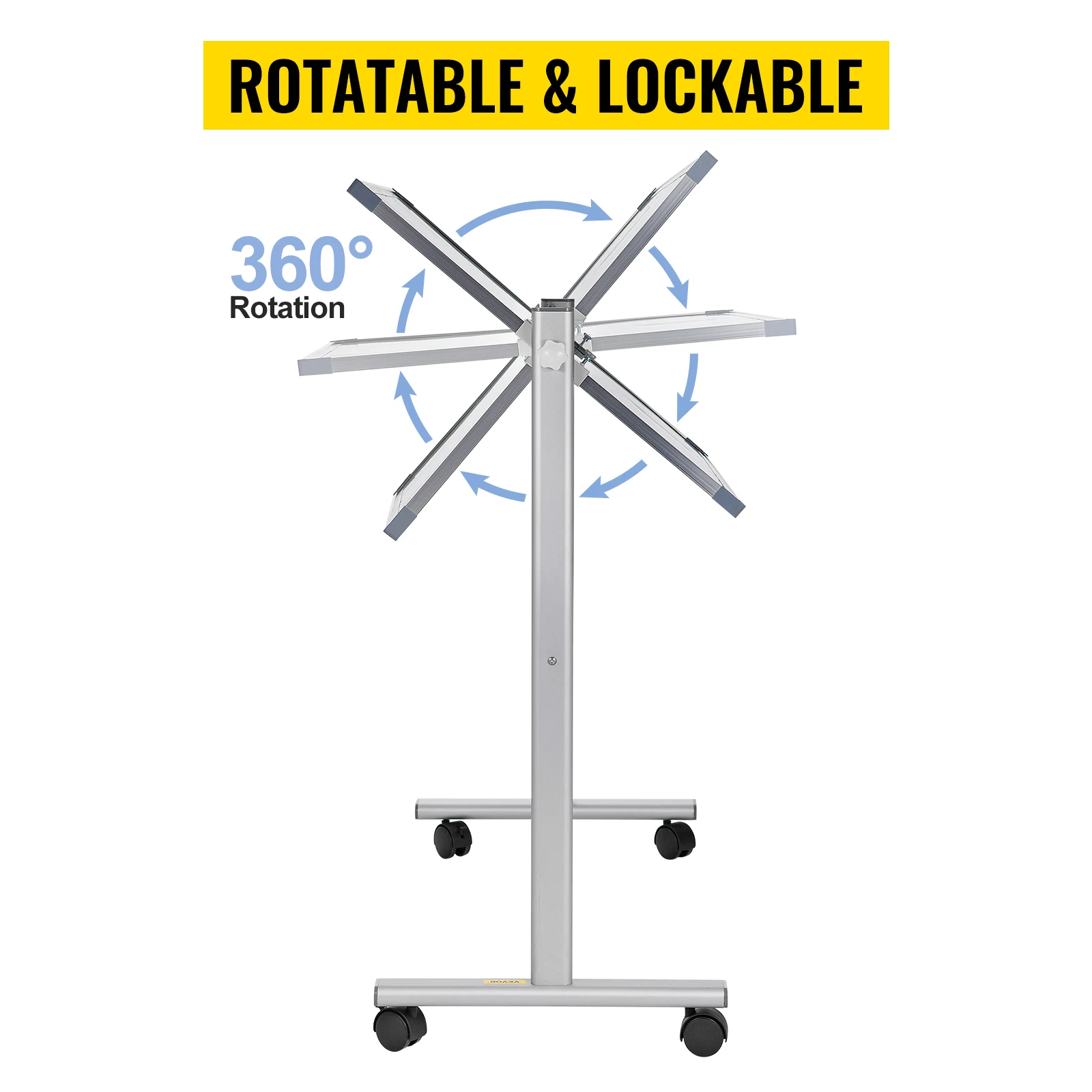 SucceBuy Mobile Magnetic Whiteboard 36 x 24 Inch Double Sided 360 Degree Reversible Rolling Dry Erase Board Height Adjustable