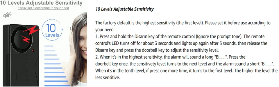110dB Anti-Theft Vibration Alarm with Remote Control Alarm Door and Window Alarm Motorcycle Bicycle Security Sensors