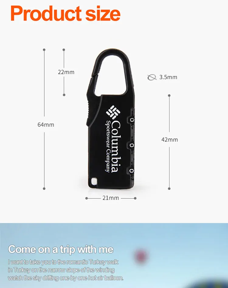 Alloy Combination Padlock for Luggage, Used on Zipper Bags, Backpacks, Handbags, Drawers, and Cabinets - Small Lock Pendant