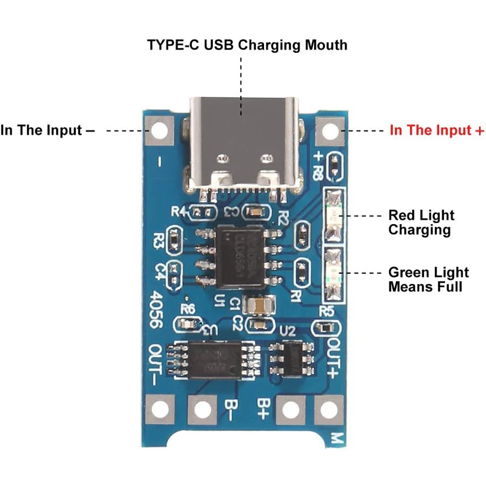10pcs 5V 1A 18650 Lithium Battery Charging Board PLR TP4056 Lithium Charging Mini/Micro USB Type C Charge Module With Protect