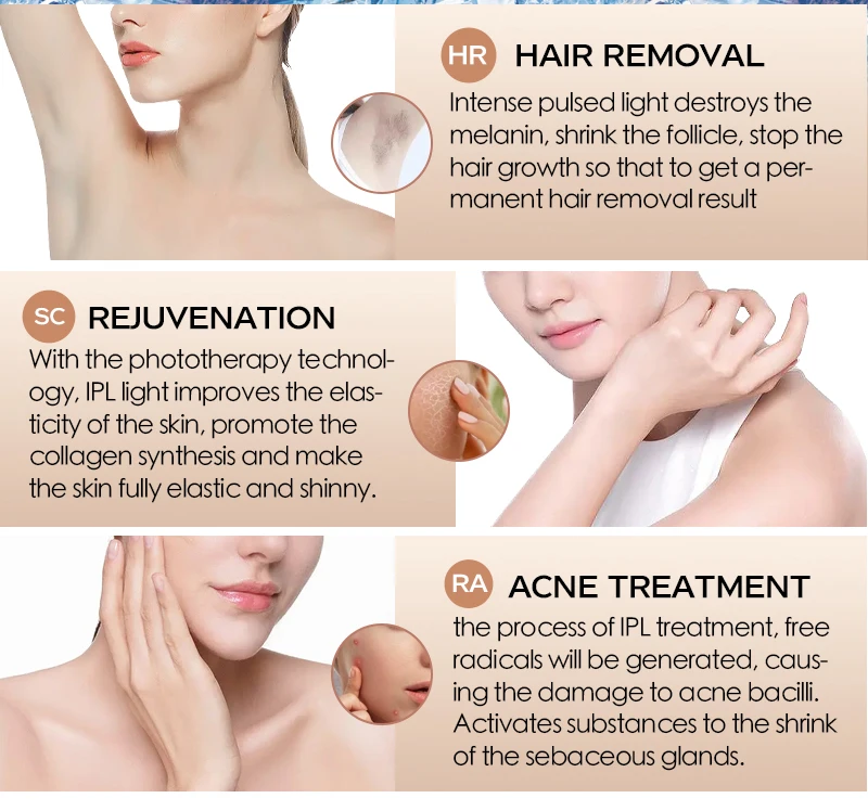 Cooling IPL Hair Removal 4in1 HR/RA/ SC 999900 Flashes Auto Operation Permanent Painless Handhold Bikini Trimmer Home Used for Women Men Epilator