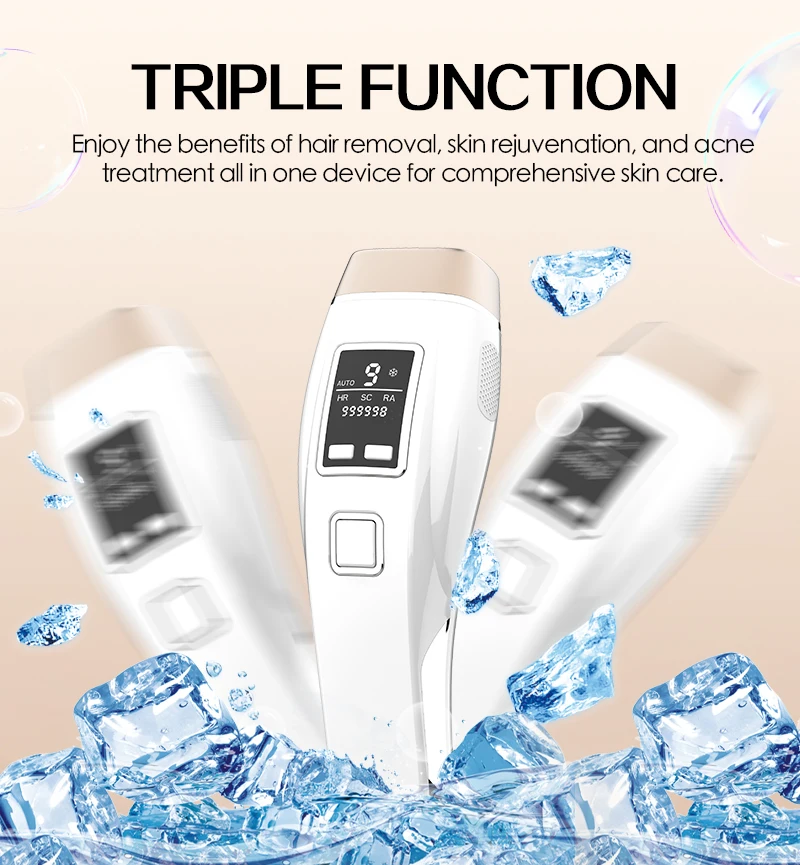 Cooling IPL Hair Removal 4in1 HR/RA/ SC 999900 Flashes Auto Operation Permanent Painless Handhold Bikini Trimmer Home Used for Women Men Epilator