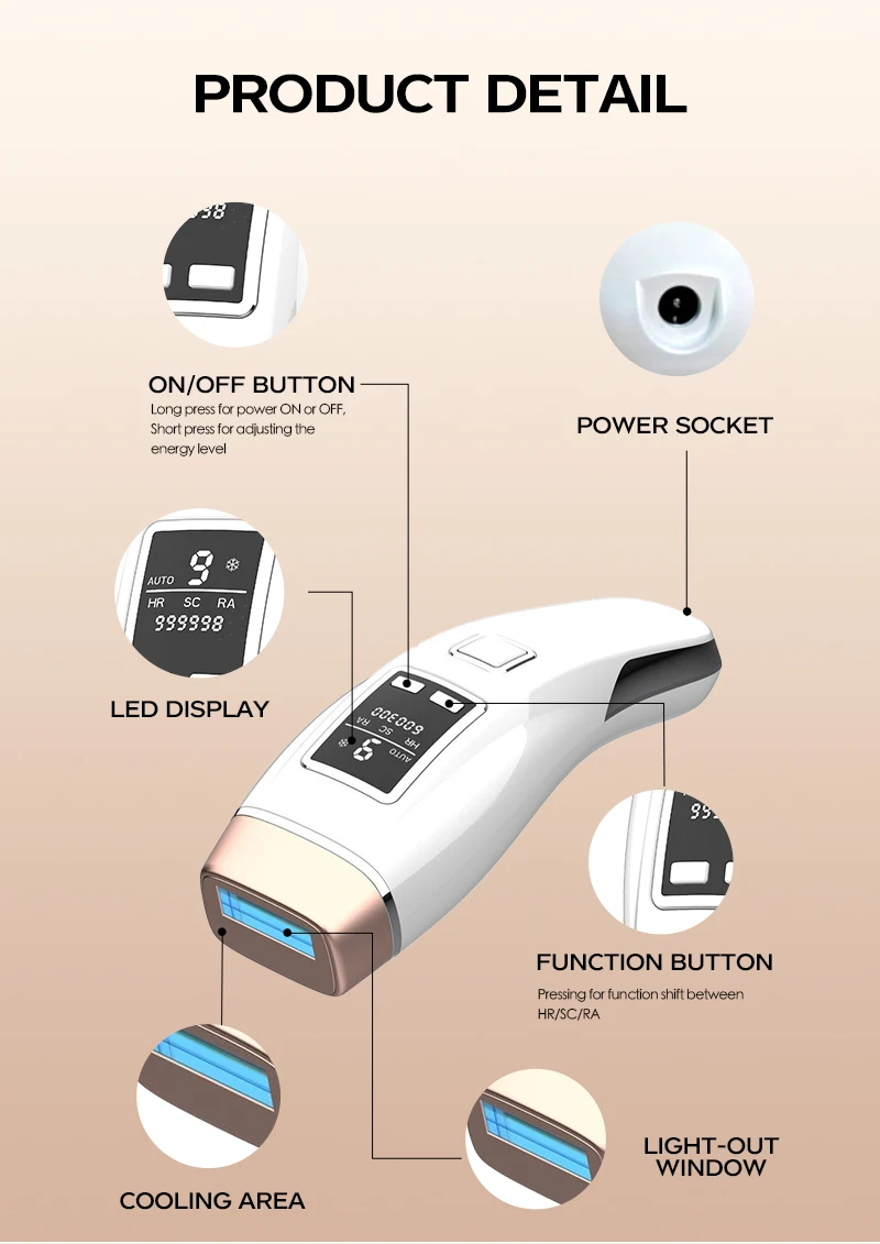 Cooling IPL Hair Removal 4in1 HR/RA/ SC 999900 Flashes Auto Operation Permanent Painless Handhold Bikini Trimmer Home Used for Women Men Epilator