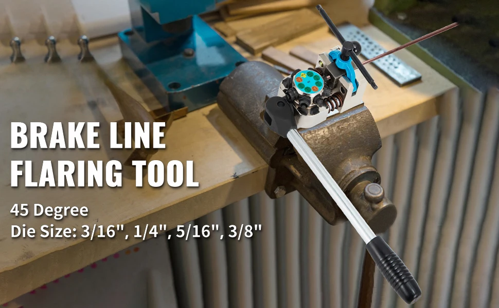 SucceBuy Brake Line Flaring Tool 45° Double Flares for 3/16" 1/4" 5/16" 3/8" Tube Size Suitable for Soft Metal of Copper Lines
