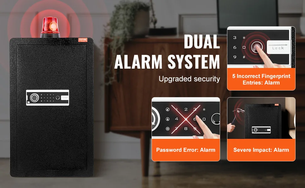 SucceBuy Single Door 4.0 cu.ft Safe Box w/ Key Lock Password & Fingerprint Safe Lock Box with Fireproof Bag Key Rack & LED Light