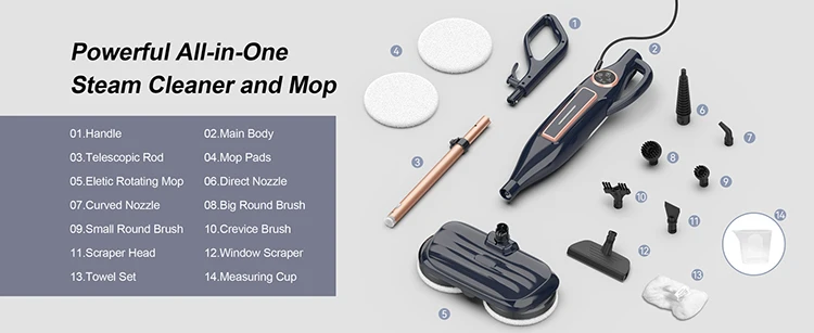 INSE VM6 Steam Mop Cleaner with Rotating Mop Pad 1300W Powerful Floor Steamer 10 in 1 Lightweight Spin Mop for Home Hardwood Laminate Tile