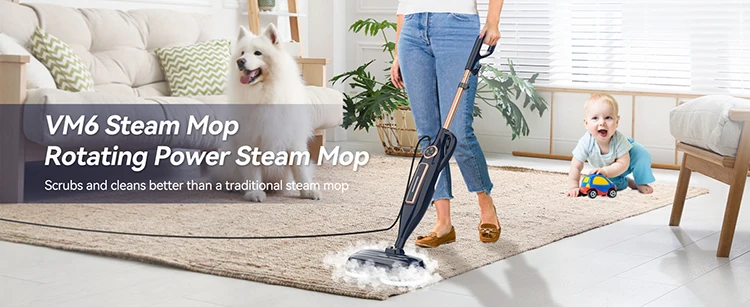 INSE VM6 Steam Mop Cleaner with Rotating Mop Pad 1300W Powerful Floor Steamer 10 in 1 Lightweight Spin Mop for Home Hardwood Laminate Tile