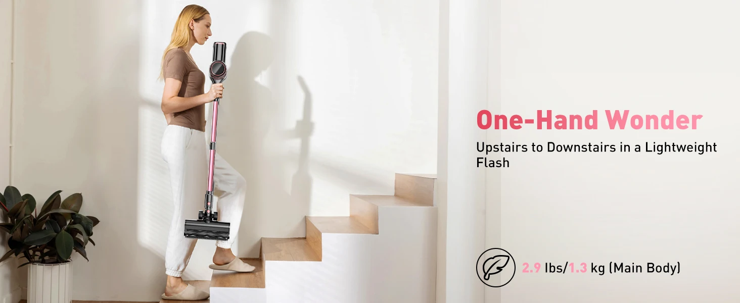 Cordless Vacuum Cleaner, 55Kpa/600W/45min 10 in 1 Powerful Stick Vacuum Cleaner for Home Pet Hair/Hard Floor/Carpet