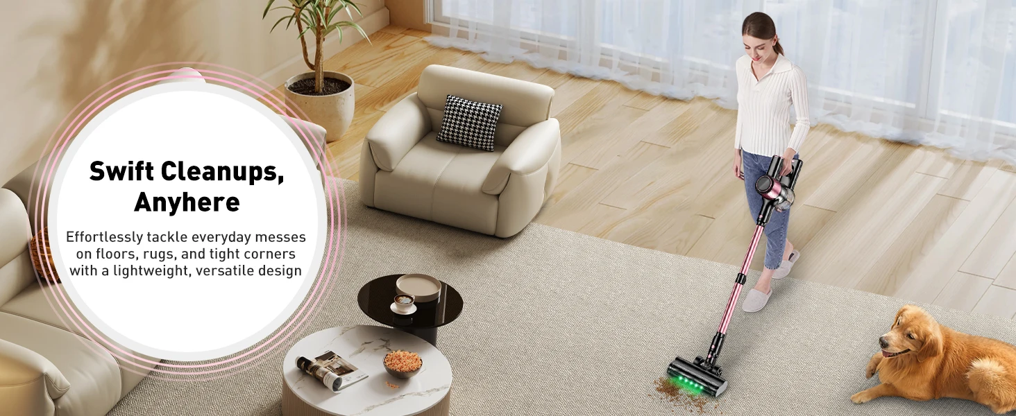 Cordless Vacuum Cleaner, 55Kpa/600W/45min 10 in 1 Powerful Stick Vacuum Cleaner for Home Pet Hair/Hard Floor/Carpet