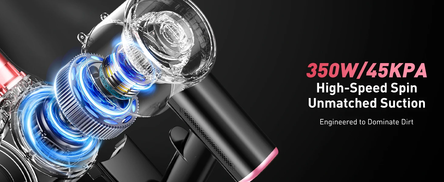 Cordless Vacuum Cleaner, 55Kpa/600W/45min 10 in 1 Powerful Stick Vacuum Cleaner for Home Pet Hair/Hard Floor/Carpet