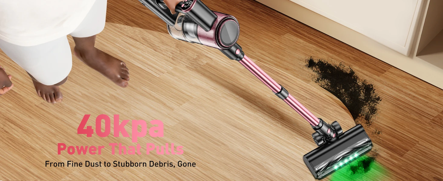 Cordless Vacuum Cleaner, 55Kpa/600W/45min 10 in 1 Powerful Stick Vacuum Cleaner for Home Pet Hair/Hard Floor/Carpet
