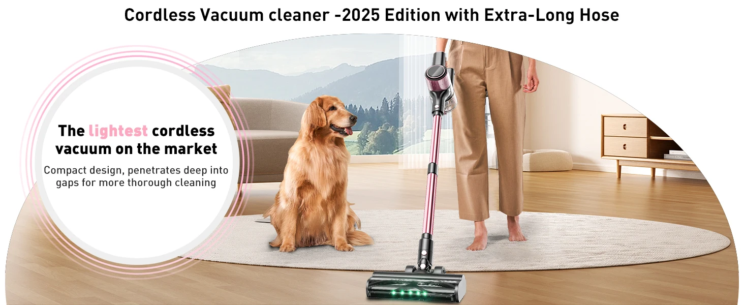 Cordless Vacuum Cleaner, 55Kpa/600W/45min 10 in 1 Powerful Stick Vacuum Cleaner for Home Pet Hair/Hard Floor/Carpet
