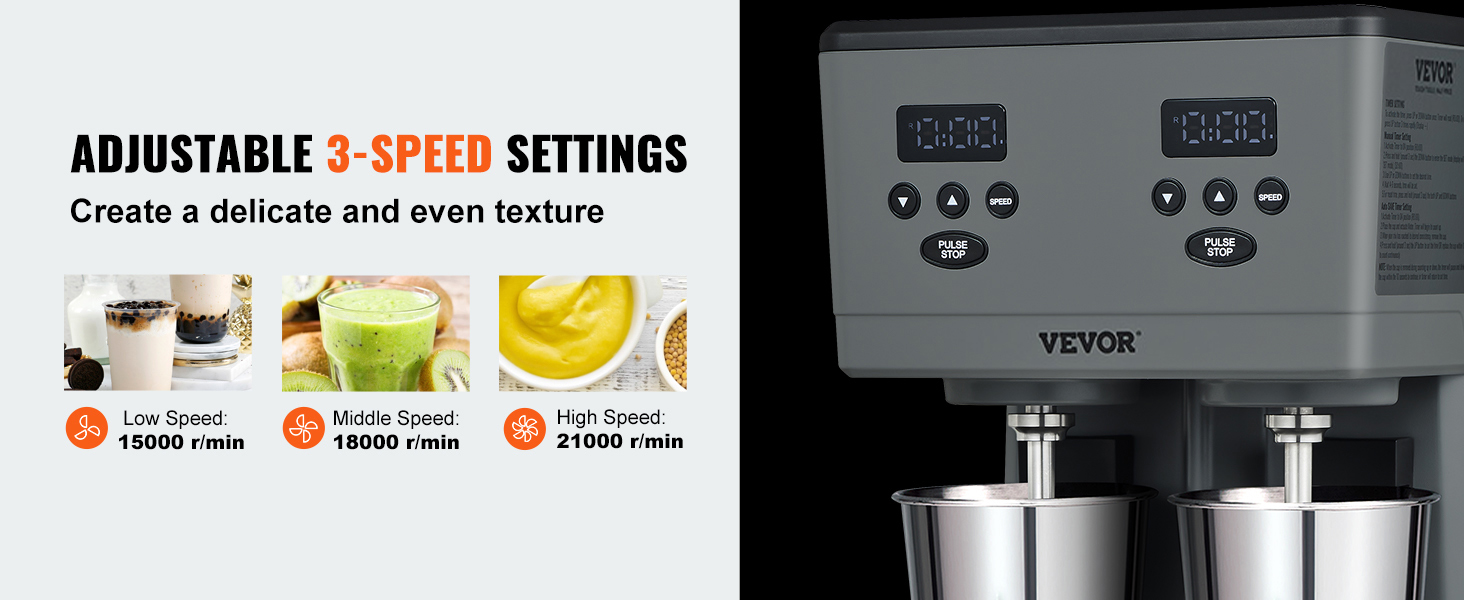 VEVOR Milk shake 375W x 2 Maker Electric Milkshake Machine Commercial Double Heads Drink Mixer Blender