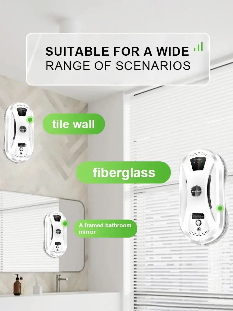 PuRuiKai AI Window Cleaning Robot Smart Automatic Cleaner Streak-Free for Windows/Tiles/Glass Doors Self-Cleaning Ultra Quiet