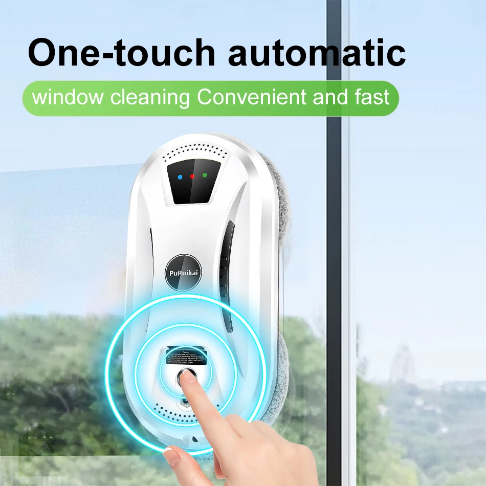 PuRuiKai AI Window Cleaning Robot Smart Automatic Cleaner Streak-Free for Windows/Tiles/Glass Doors Self-Cleaning Ultra Quiet