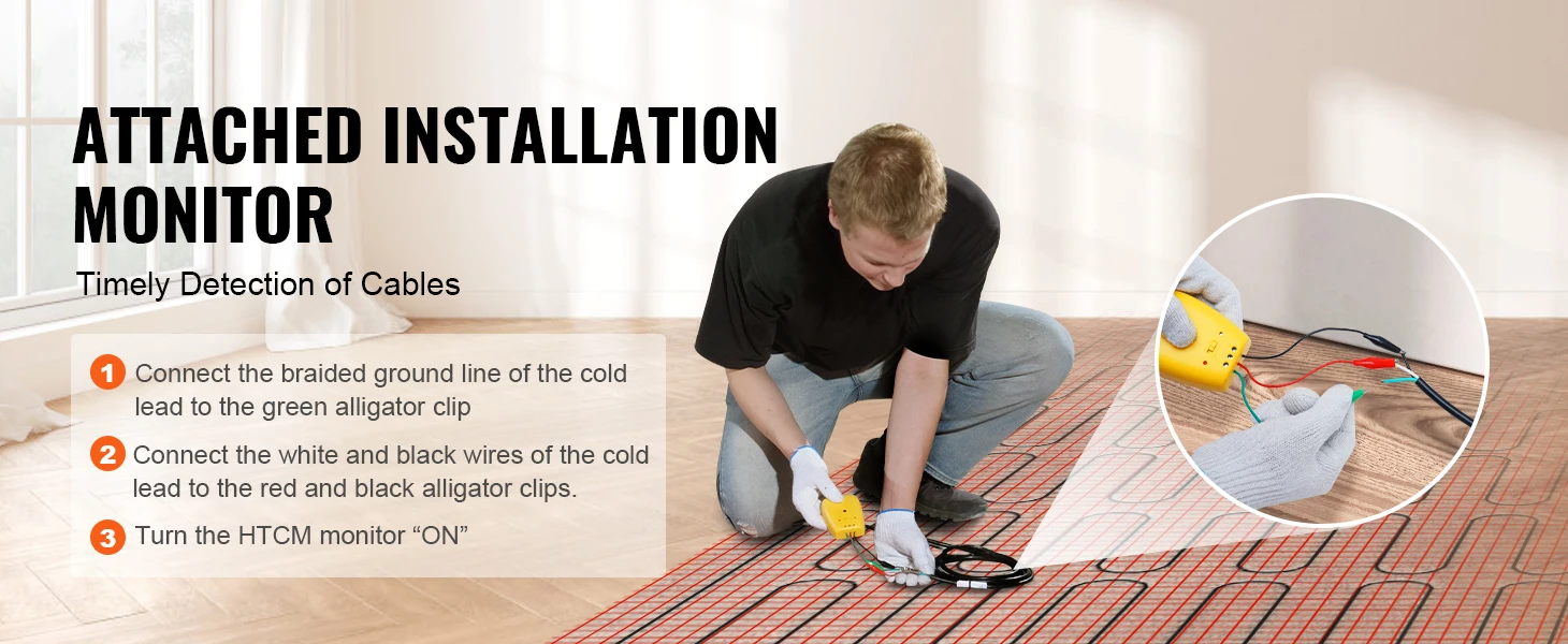 SucceBuy Floor Heating Mat 20 Sq. ft Electric Radiant In-Floor Heated Warm System Adhesive Back for Easy Installation on Floor