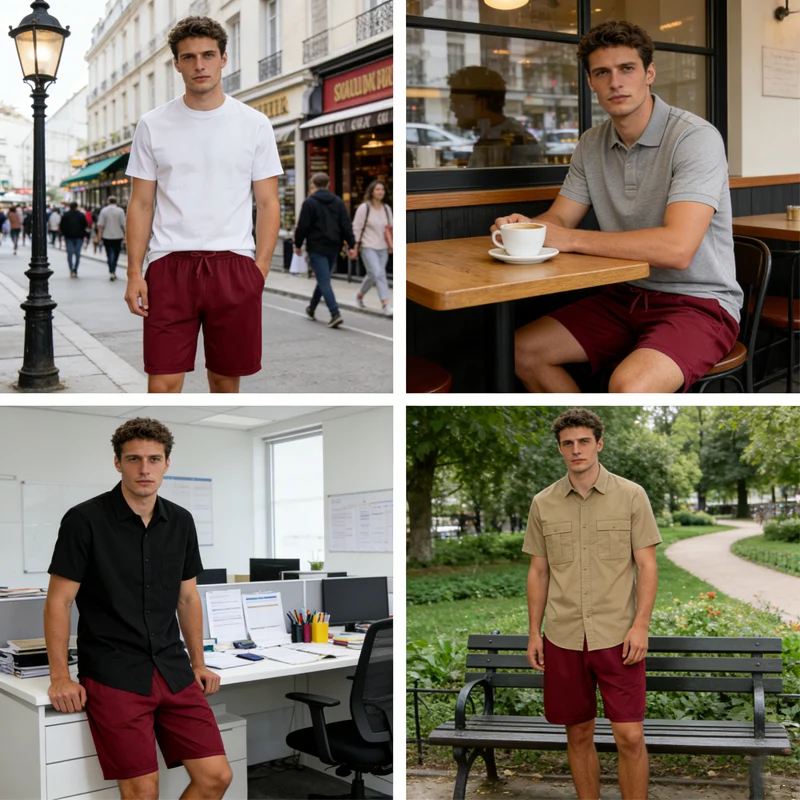 5-Piece Men's Casual Shorts with Drawstring Waistband, Breathable Fabric, Available in Multiple Colors - Ideal Choice for Summer