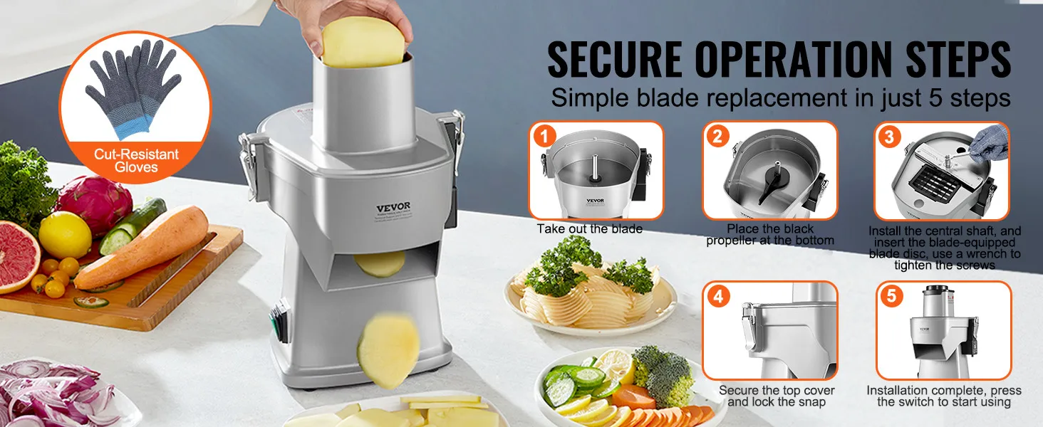 SucceBuy Electric Vegetable Slicer 4 in 1 Multifunctional Food Cutter Vegetable Chopper for Slicing Shredding Dicing Slitting