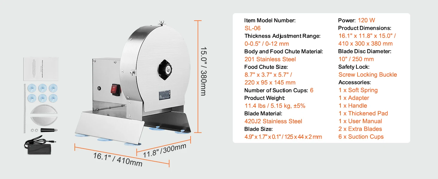 SucceBuy Electric Vegetable Slicer 0-12mm Thickness Adjustable Commercial Slicer Machine Stainless Steel Food Cutter Machine