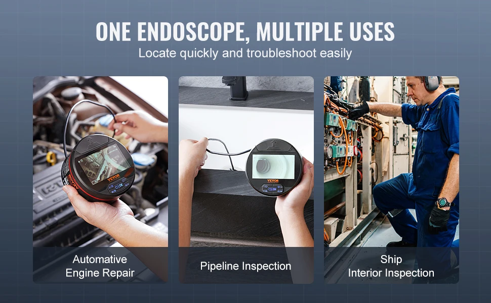 SucceBuy Triple Lens Endoscope Camera 4.3" IPS Screen Inspection Camera with IP67 Waterproof Borescope for Automotive Plumbing