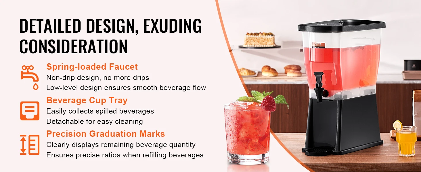 SucceBuy Beverage Dispenser 3 Gallon Drink Dispenser for Parties Plastic Juice Dispenser w/ Stand Spigot Lid Iced Tea Dispenser