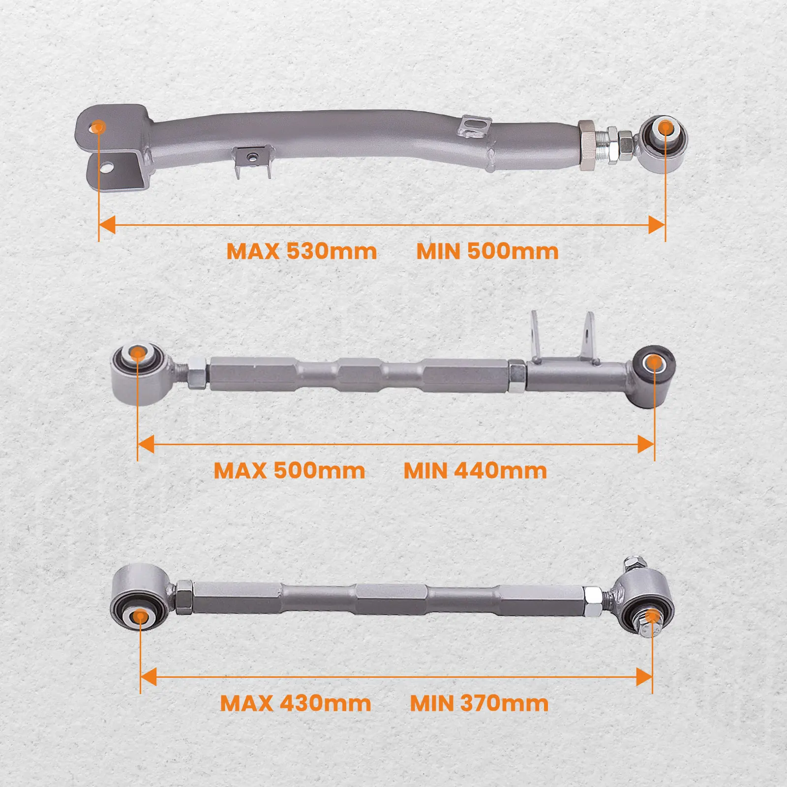 6-Piece Adjustable Lateral Traling Arm Link Kit for Subaru Impreza WRX Rear Suspension Adjustable for STi GDA 02-07 Rear Full Set New