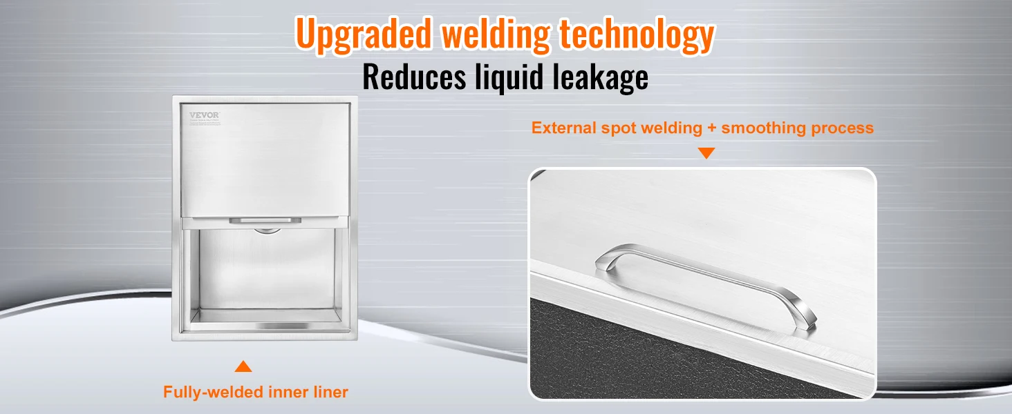 SucceBuy Drop in Ice Chest Stainless Steel Ice Cooler Commercial Ice Bin with Sliding Cover Outdoor Kitchen Ice Bar