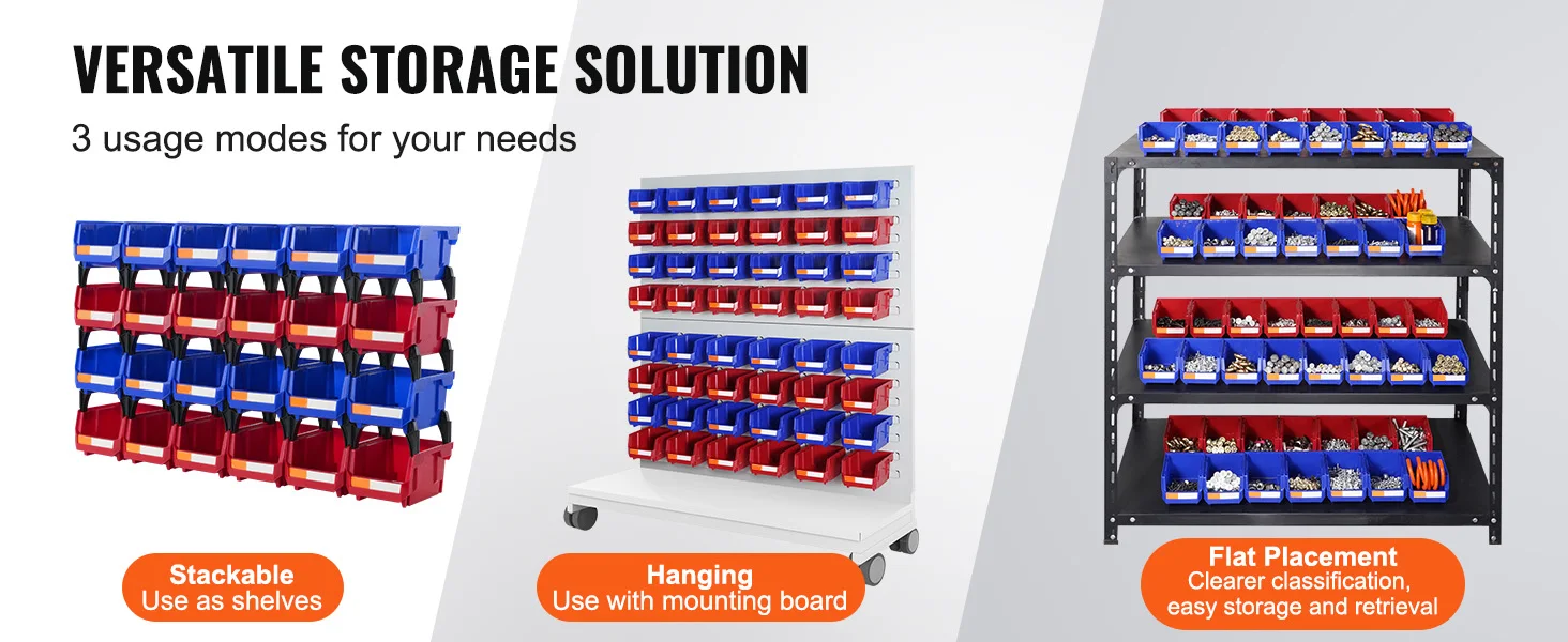 SucceBuy Storage Bin 24pcs Stackable Organizer Bin 5x4*3inch Freestanding Tiered Shelf for Garage Hanging Stacking Container