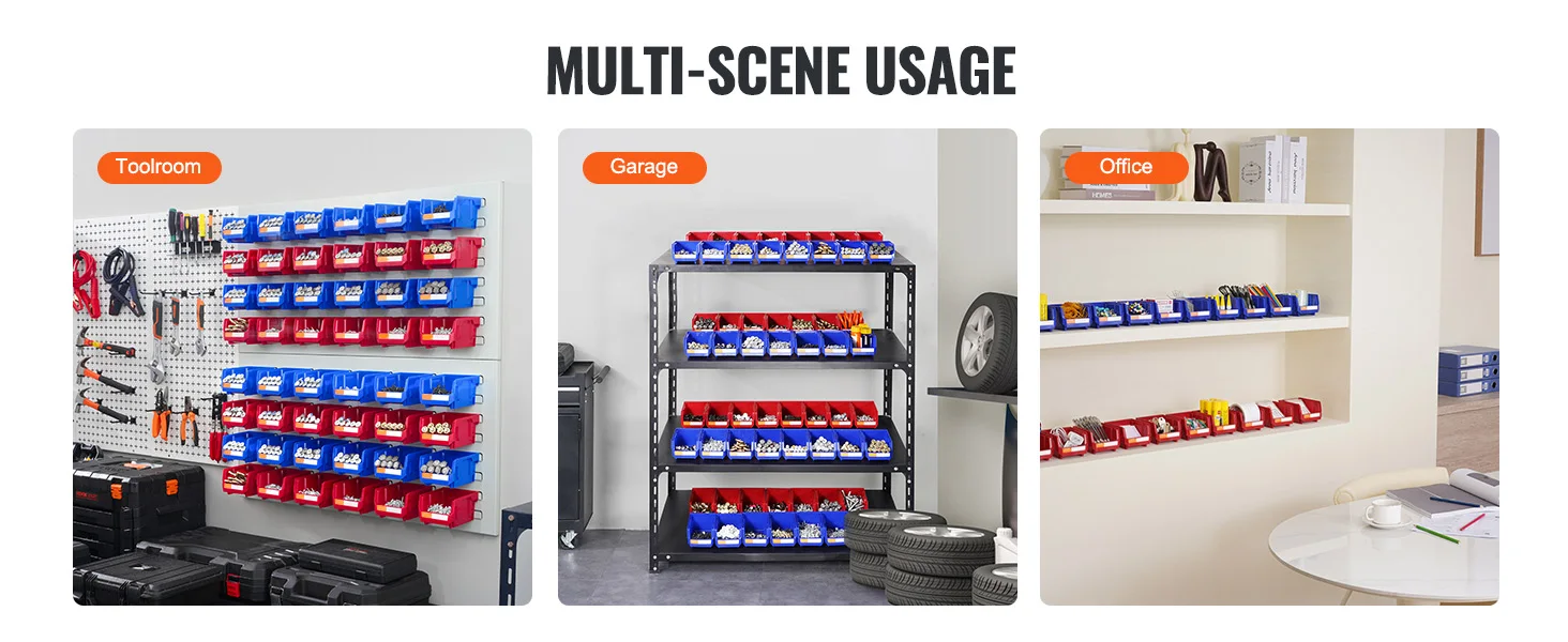 SucceBuy Storage Bin 24pcs Stackable Organizer Bin 5x4*3inch Freestanding Tiered Shelf for Garage Hanging Stacking Container