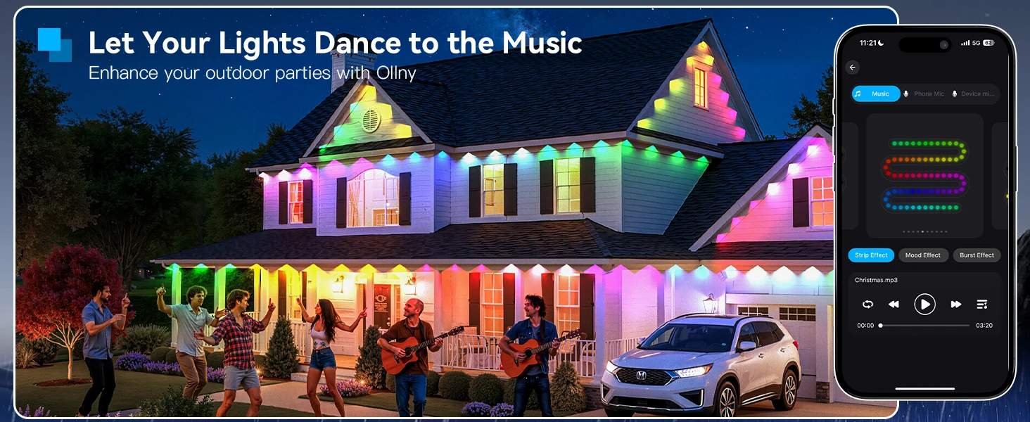 150ft 100ft 50ft Permanent Outdoor Lights Smart RGBIC Outdoor Lights with 75 Scene Modes String Lights with 90 LEDs for Garden
