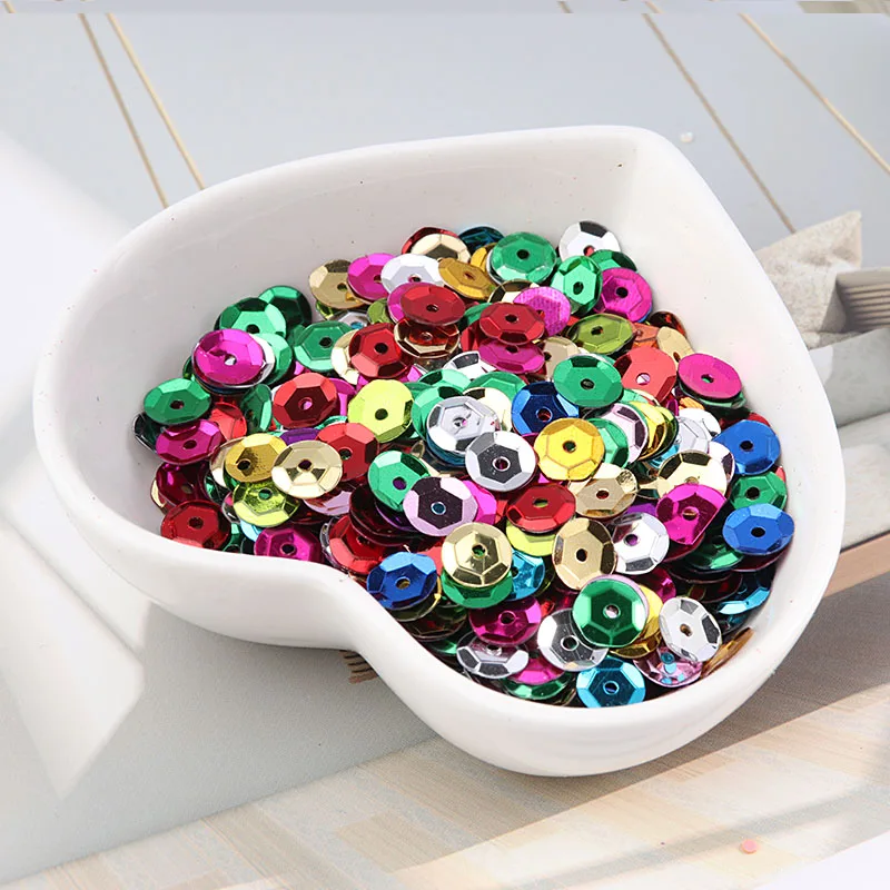 10g/Lot Multi Size 4mm/5mm/6mm/8mm Sequin PVC Round Cup Sequins Paillettes Sewing Wedding Crafts, Women Garments Accessories