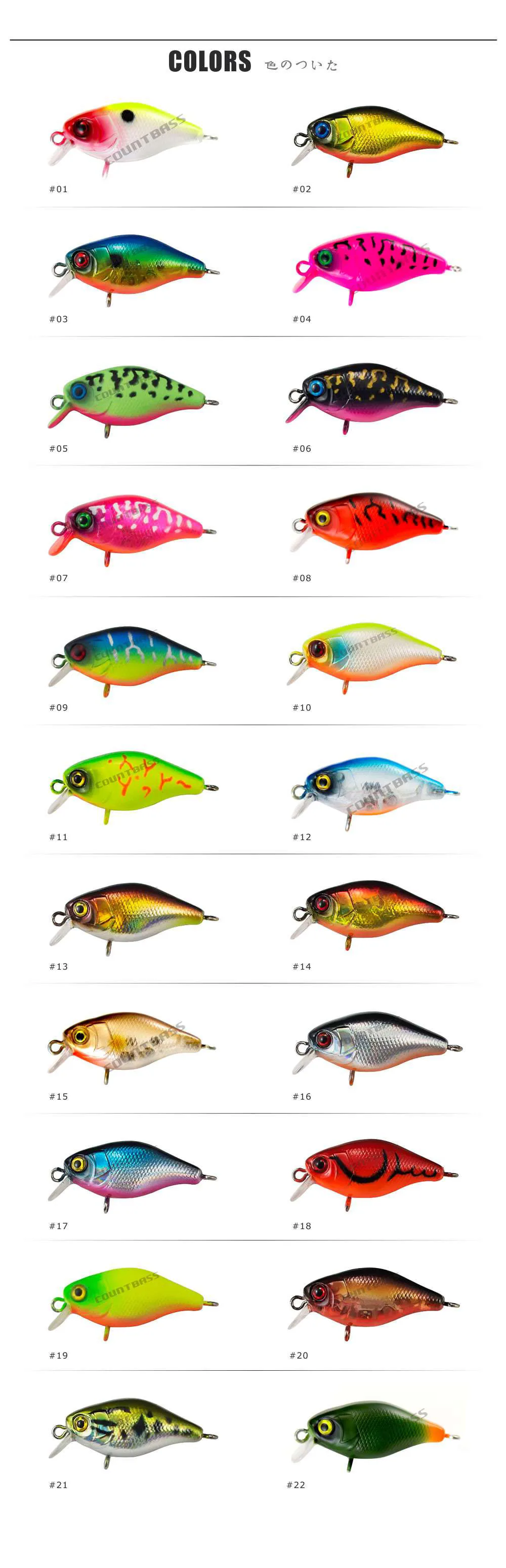 Countbass Crank bait 38mm 4.4g Hard Plastic Fishing Lures, Wobbler Freshwater Crappie Fishing Baits