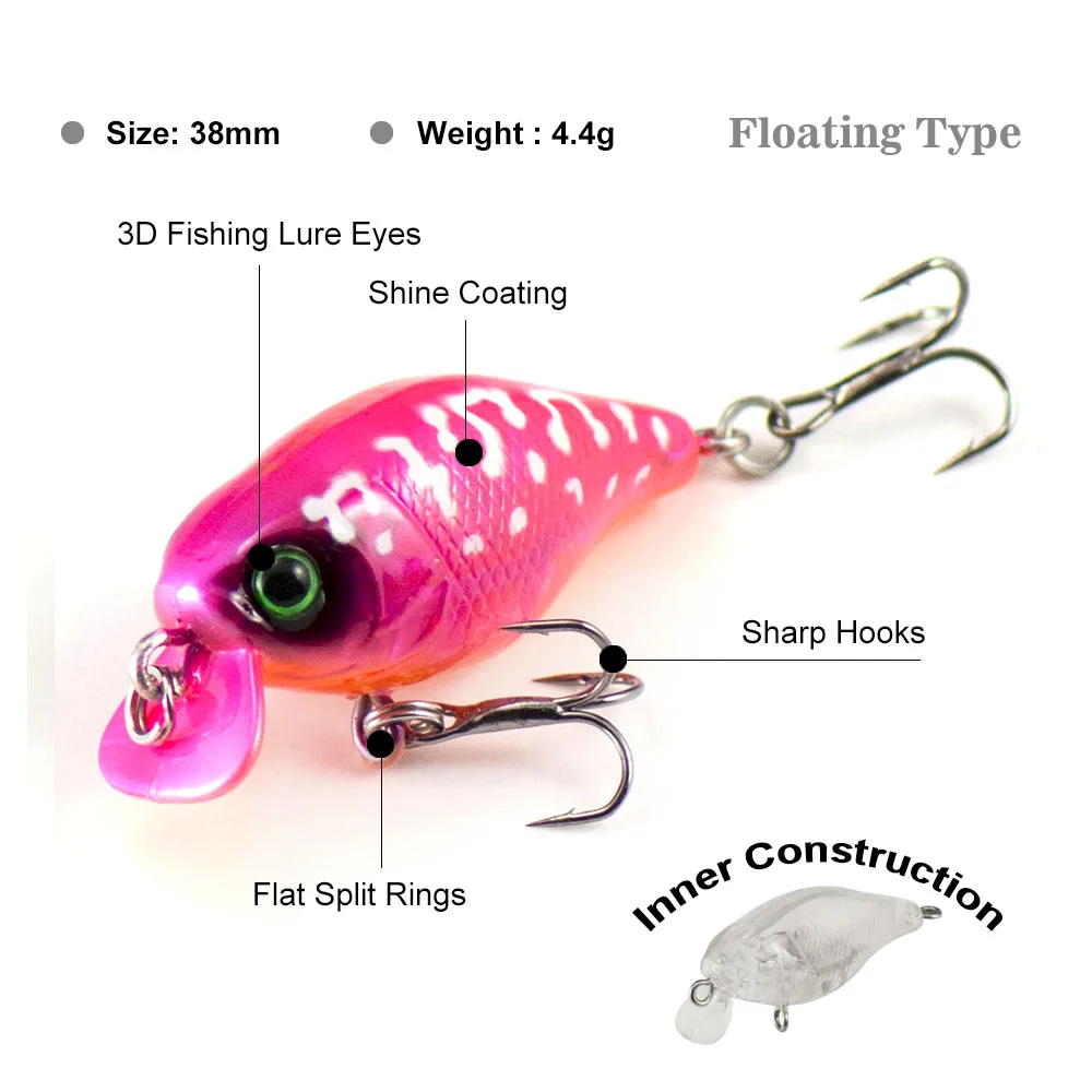 Countbass Crank bait 38mm 4.4g Hard Plastic Fishing Lures, Wobbler Freshwater Crappie Fishing Baits