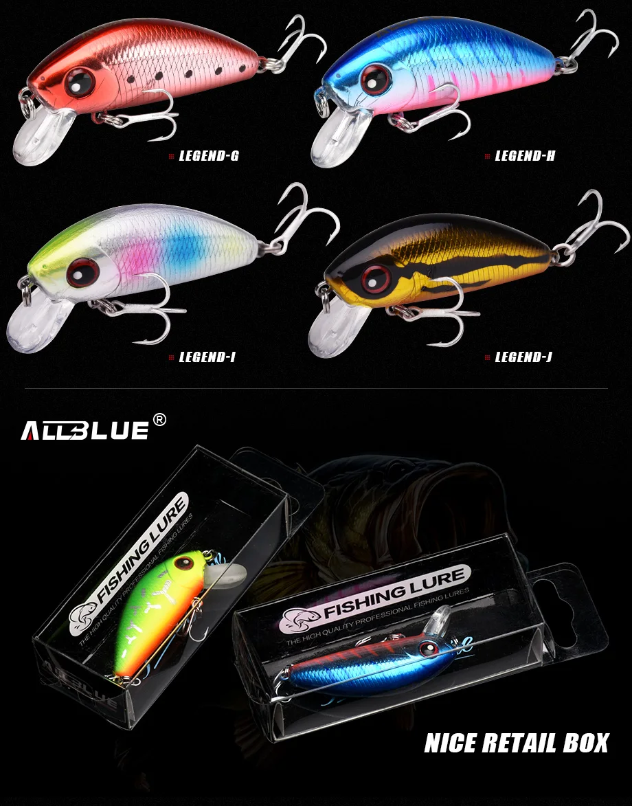 ALLBLUE New Legend Minnow 44mm Sinking Floating Mini Wobbler Fishing Lure Artificial Hard Bait Trout Crankbait Fishing Tackle