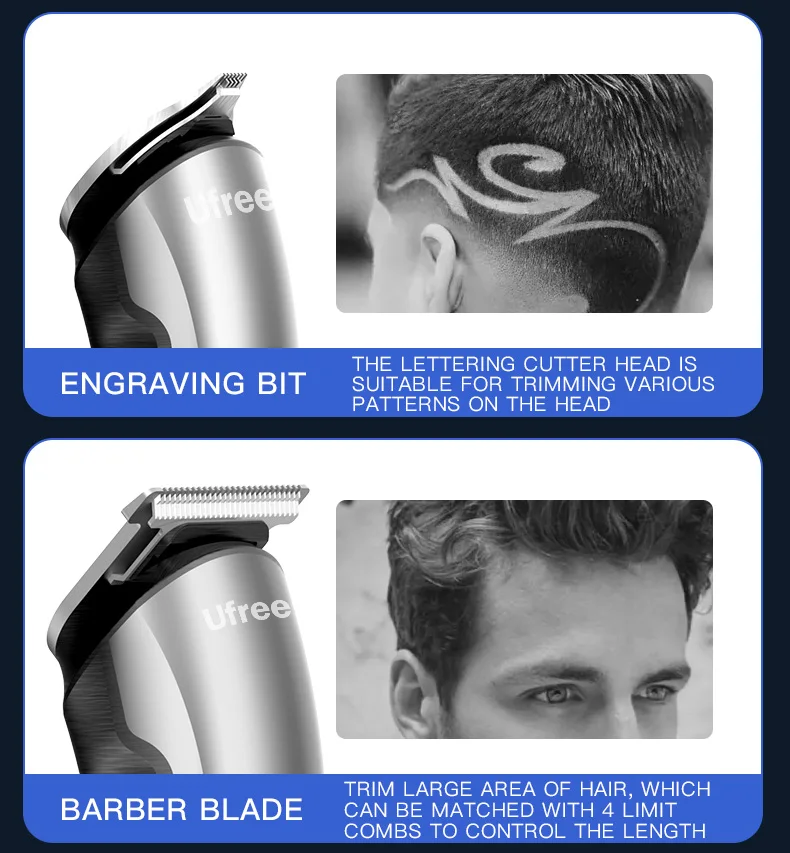 Ufree Electric Hair Cutting Machine Beard Trimmer Hair Clipper Rechargeable Man Shaver Trimmer Barber Professional Hair Trimmer
