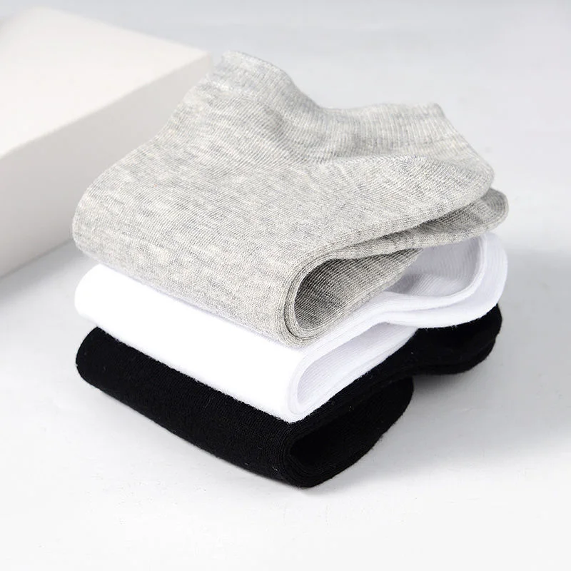 10pairs / Low Black And White Gray Cotton Socks Men's Socks Breathable Sports Socks Men's Short Socks Women's Socks EU37-44