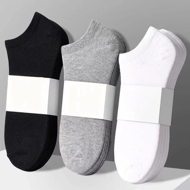 10pairs / Low Black And White Gray Cotton Socks Men's Socks Breathable Sports Socks Men's Short Socks Women's Socks EU37-44