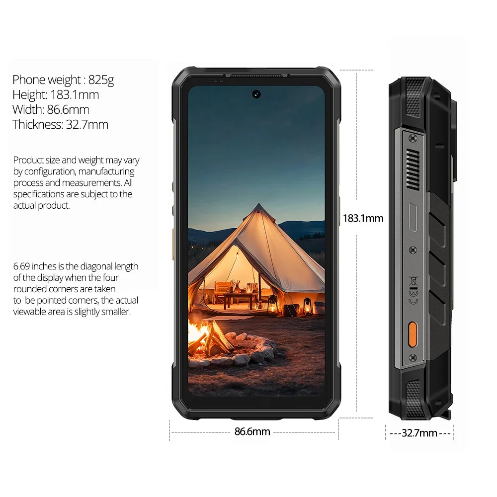 Ulefone Armor 34 Pro Plus 5G AI Rugged Phone 6.95" 25500mAh 32GB+512GB Built-in Projector 120Hz NFC Dimensity 7400X Smartphone