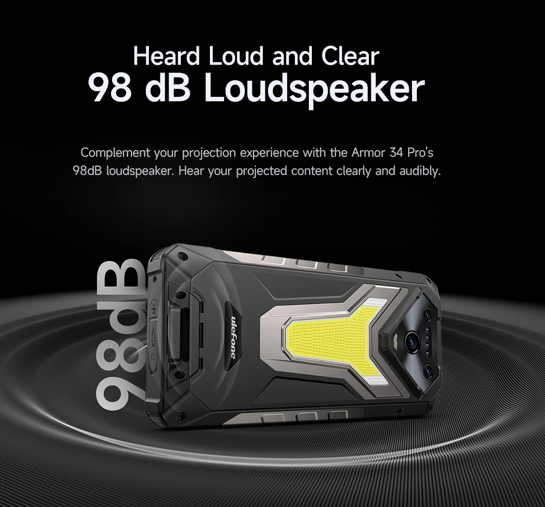 Ulefone Armor 34 Pro Plus 5G AI Rugged Phone 6.95" 25500mAh 32GB+512GB Built-in Projector 120Hz NFC Dimensity 7400X Smartphone
