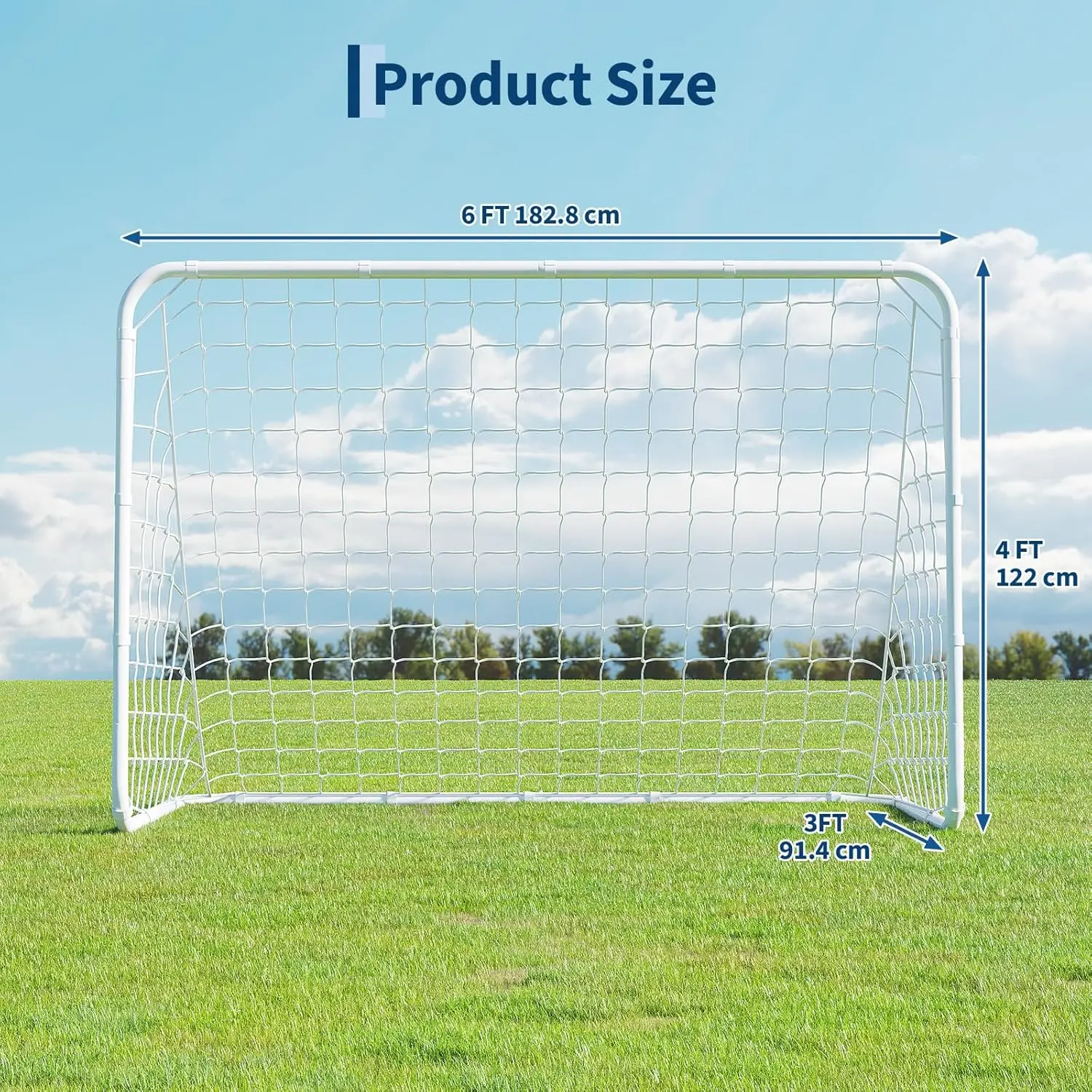 Heavy Duty Portable Soccer Goal for Backyard Beach, Metal Frame Mesh Collapsible Soccer Rebounder Net Football Trainer w/ Bag