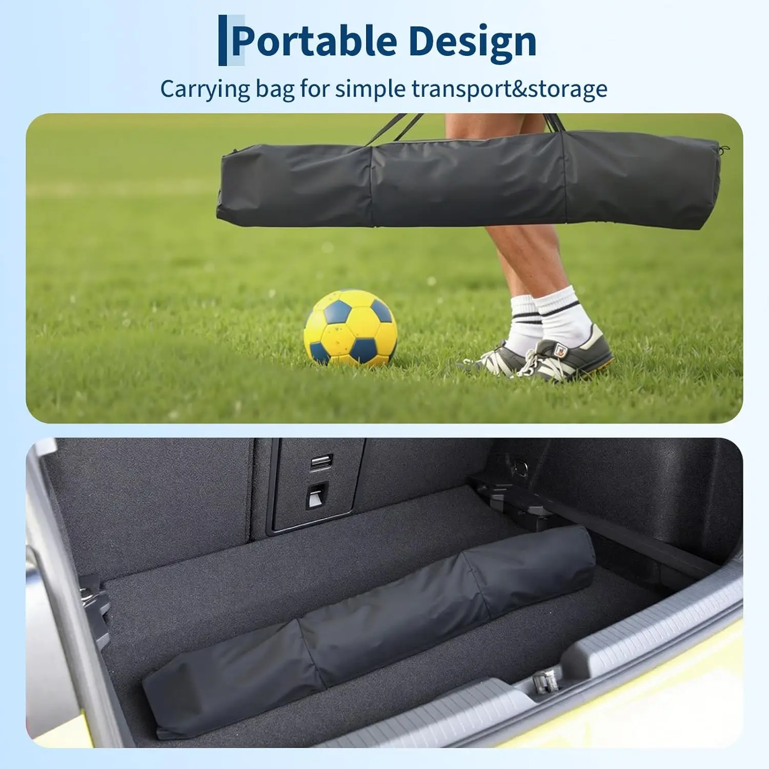 Heavy Duty Portable Soccer Goal for Backyard Beach, Metal Frame Mesh Collapsible Soccer Rebounder Net Football Trainer w/ Bag
