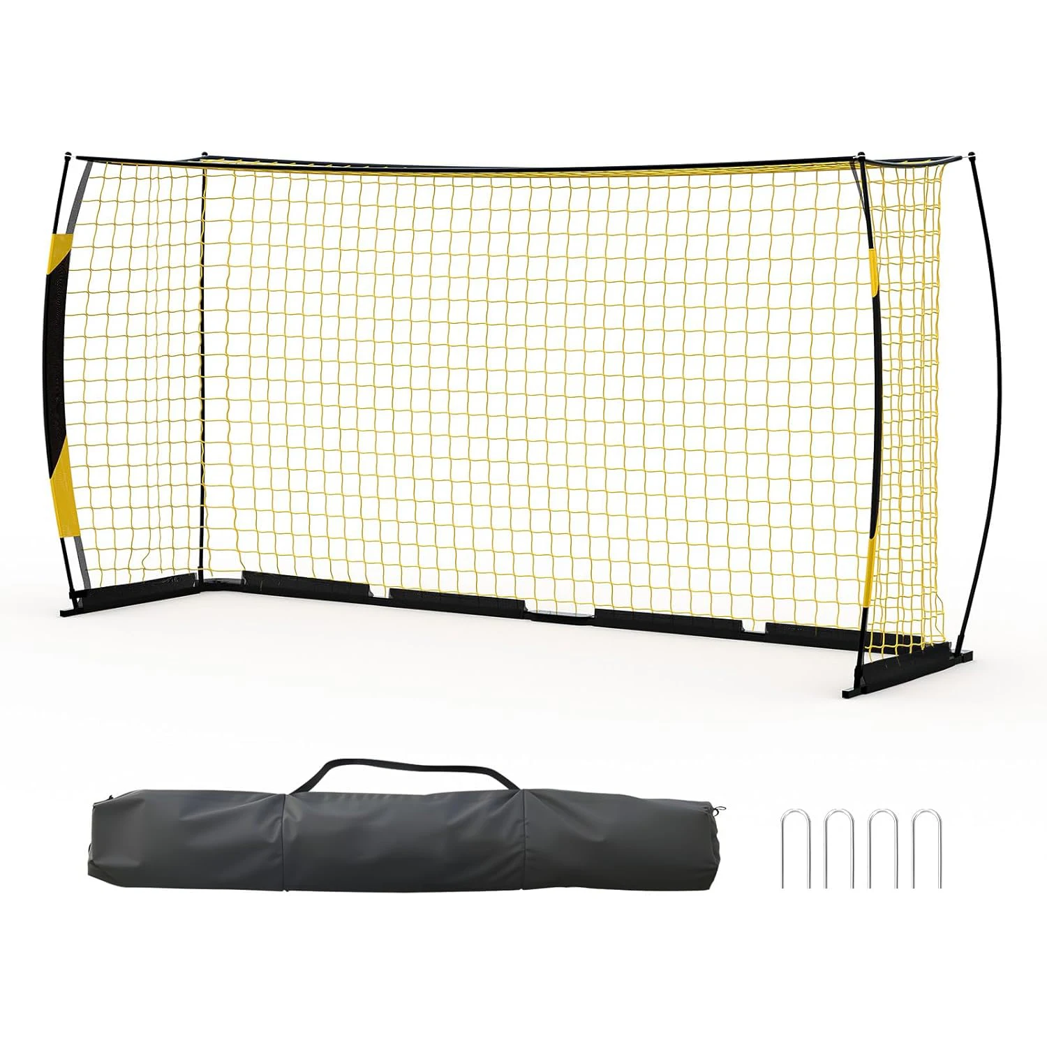 Heavy Duty Portable Soccer Goal for Backyard Beach, Metal Frame Mesh Collapsible Soccer Rebounder Net Football Trainer w/ Bag