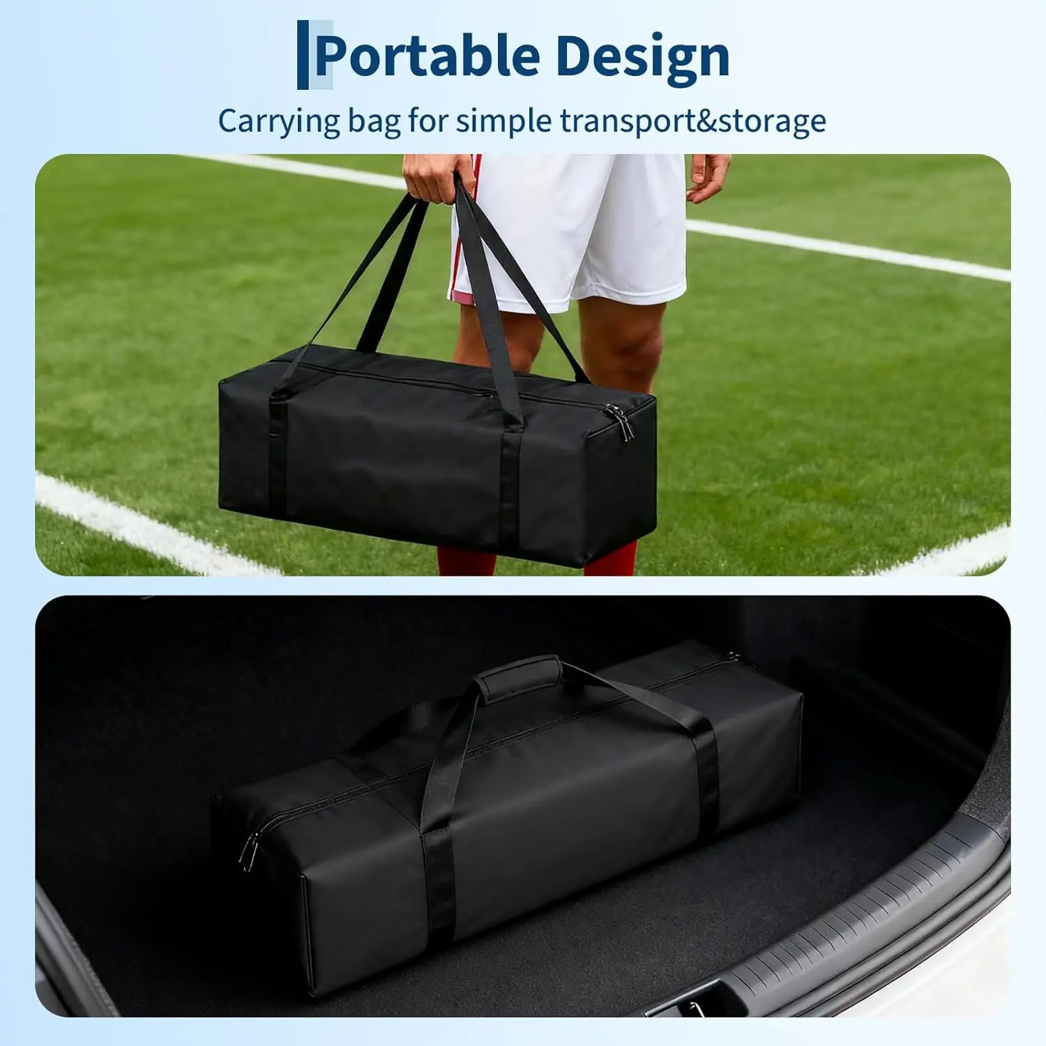 Heavy Duty Portable Soccer Goal for Backyard Beach, Metal Frame Mesh Collapsible Soccer Rebounder Net Football Trainer w/ Bag