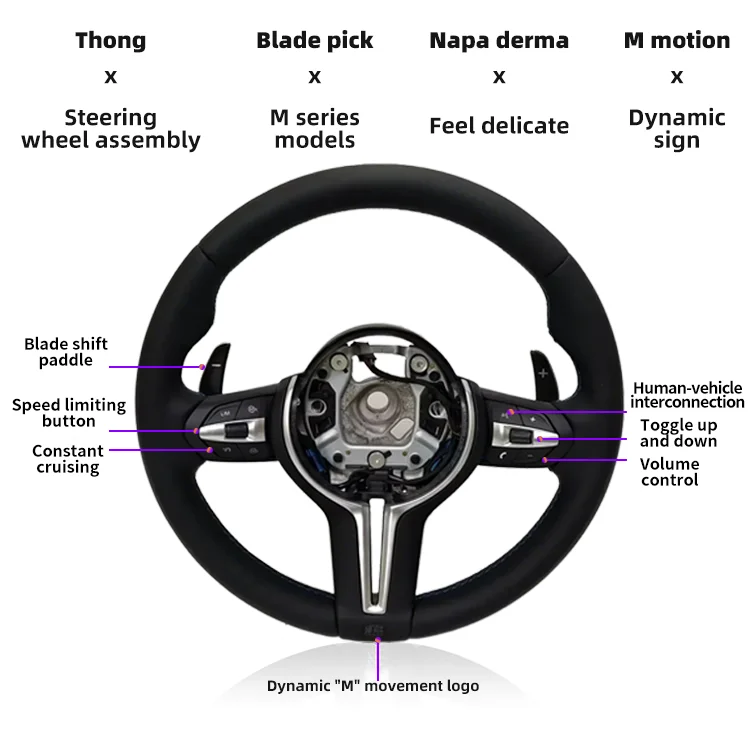 Interior M Series Leather Steering Wheel For BMW M3 M5 F20 F22 F23 F30 F33 F34 X1 F48 X5 F15 X3 F25 F80 E90 E70 E84 With Paddles