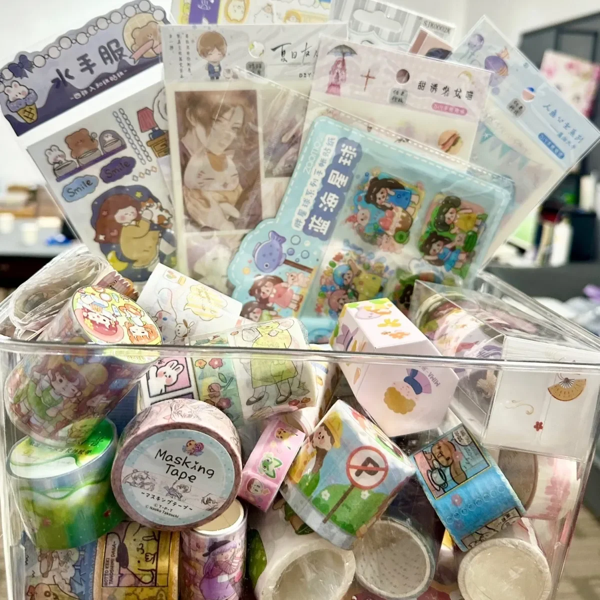 60 PCS/Set Cute Washi Tapes Japanese 1.5cm Adhesive Decorative Masking Tape Scrapbook Stationery Stickers School Supplies