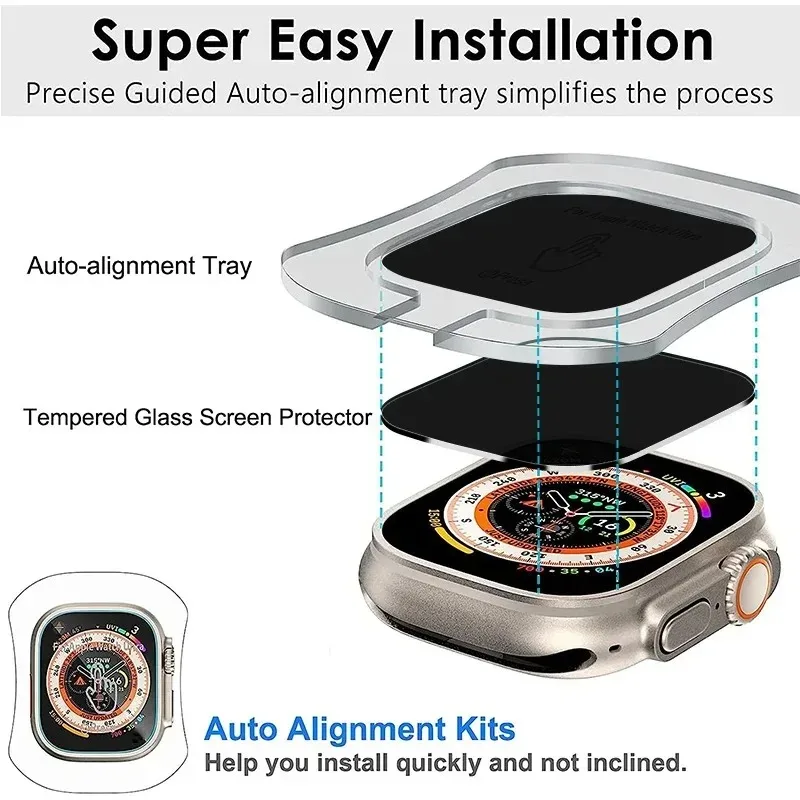 Tempered Glass for Apple Watch Ultra2/3 49mm Anti-Scratch Screen Protector for IWatch Ultra Seconds Installation Protective Film
